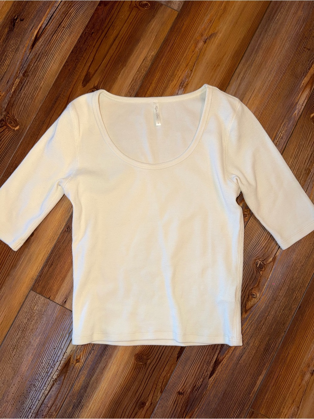 Rylee & Cru Ribbed Cream Tee Size Small